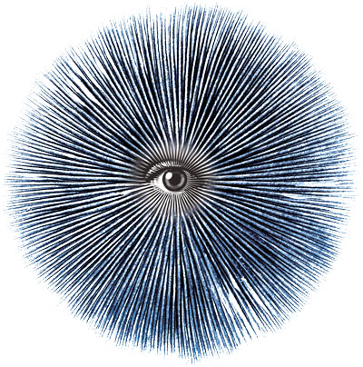 Mushroom spore print with an eye in the center